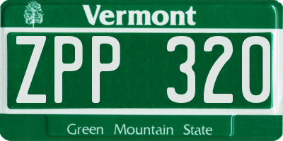 VT license plate ZPP320