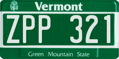VT license plate ZPP321