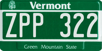 VT license plate ZPP322