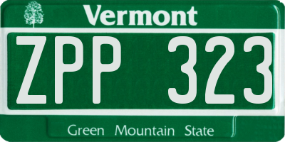 VT license plate ZPP323