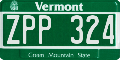 VT license plate ZPP324