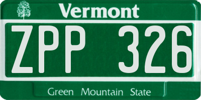 VT license plate ZPP326