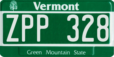 VT license plate ZPP328