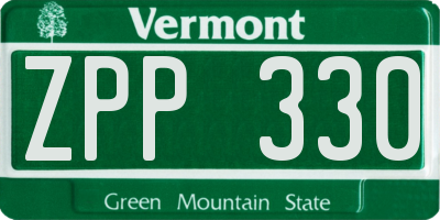 VT license plate ZPP330