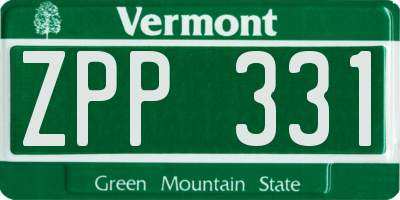 VT license plate ZPP331
