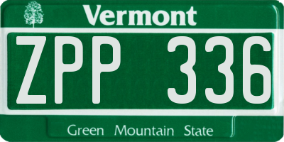 VT license plate ZPP336
