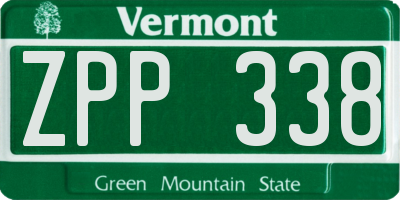 VT license plate ZPP338