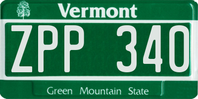 VT license plate ZPP340