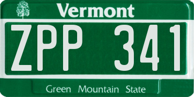 VT license plate ZPP341