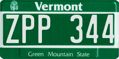 VT license plate ZPP344