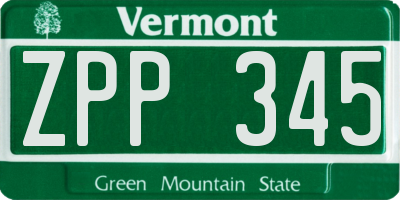 VT license plate ZPP345