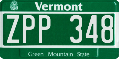 VT license plate ZPP348