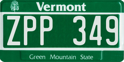 VT license plate ZPP349