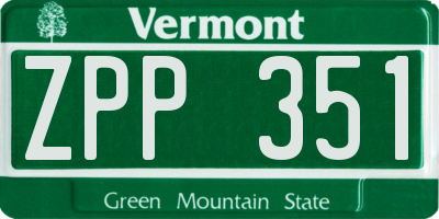 VT license plate ZPP351