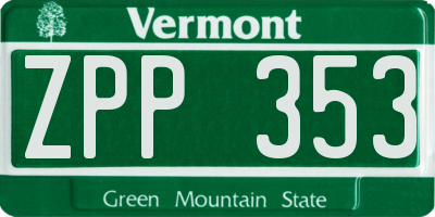 VT license plate ZPP353