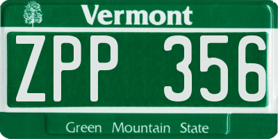 VT license plate ZPP356