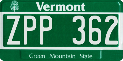 VT license plate ZPP362