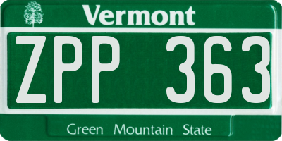 VT license plate ZPP363