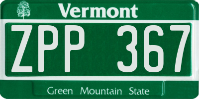VT license plate ZPP367