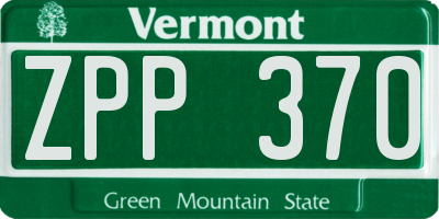 VT license plate ZPP370