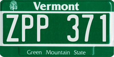 VT license plate ZPP371