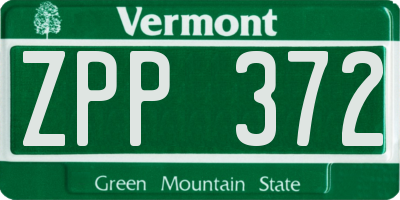 VT license plate ZPP372