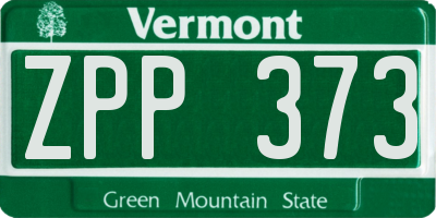 VT license plate ZPP373