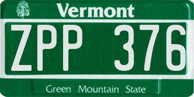 VT license plate ZPP376