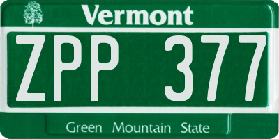 VT license plate ZPP377