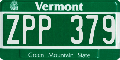 VT license plate ZPP379