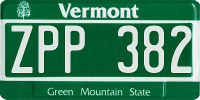 VT license plate ZPP382