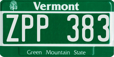 VT license plate ZPP383