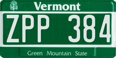 VT license plate ZPP384