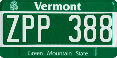 VT license plate ZPP388