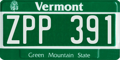 VT license plate ZPP391