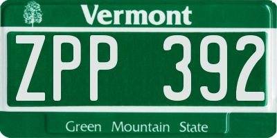VT license plate ZPP392