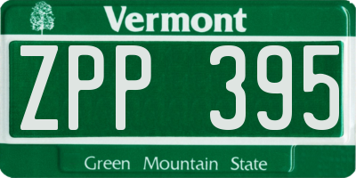 VT license plate ZPP395