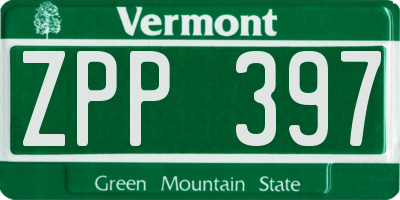 VT license plate ZPP397