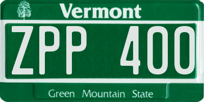 VT license plate ZPP400