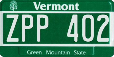 VT license plate ZPP402