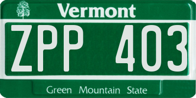 VT license plate ZPP403