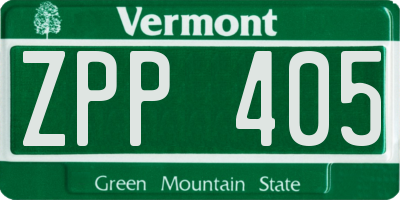 VT license plate ZPP405