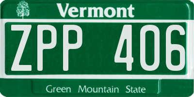 VT license plate ZPP406