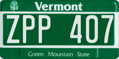 VT license plate ZPP407