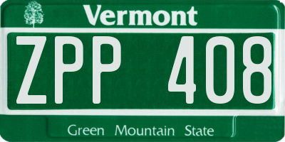 VT license plate ZPP408