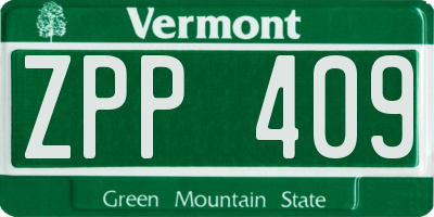 VT license plate ZPP409