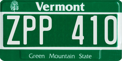 VT license plate ZPP410