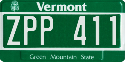 VT license plate ZPP411