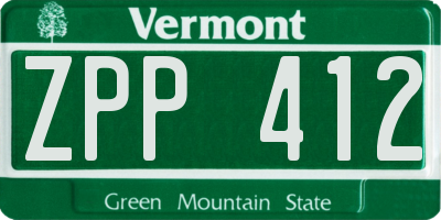 VT license plate ZPP412