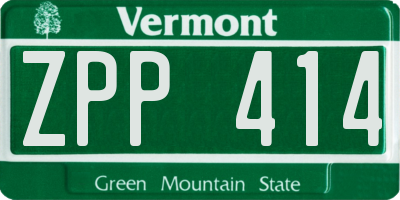VT license plate ZPP414